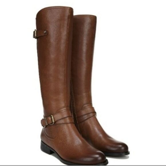 Naturalizer Brown leather low heel Boots w buckle top&ankle sz 6M inside zipper - Picture 1 of 15